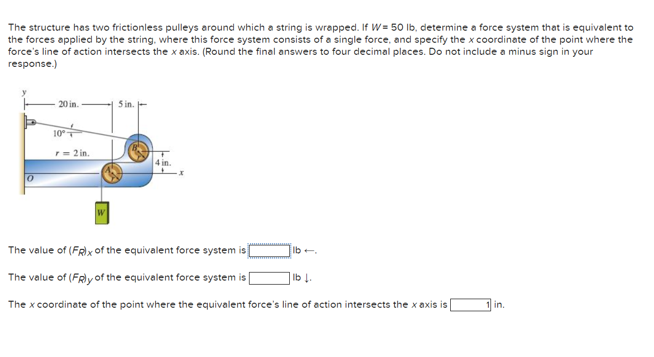 The structure has two frictionless pulleys around