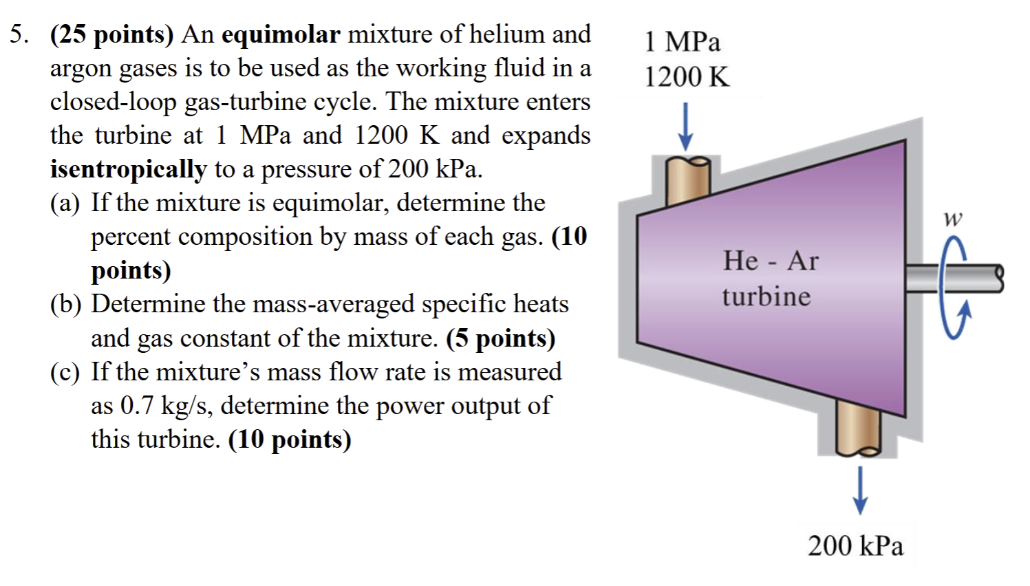 5 . ( 2 5 points ) An equimolar mixture of helium