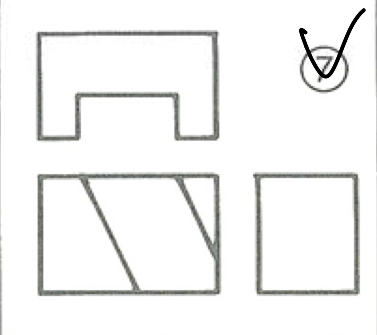 The following projection drawing is an incomplete