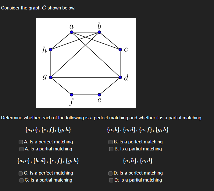 Consider the graph G shown below. Determine