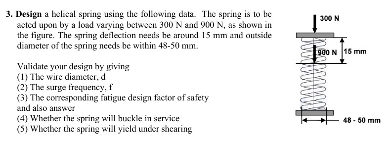 3 . Design a helical spring using the following