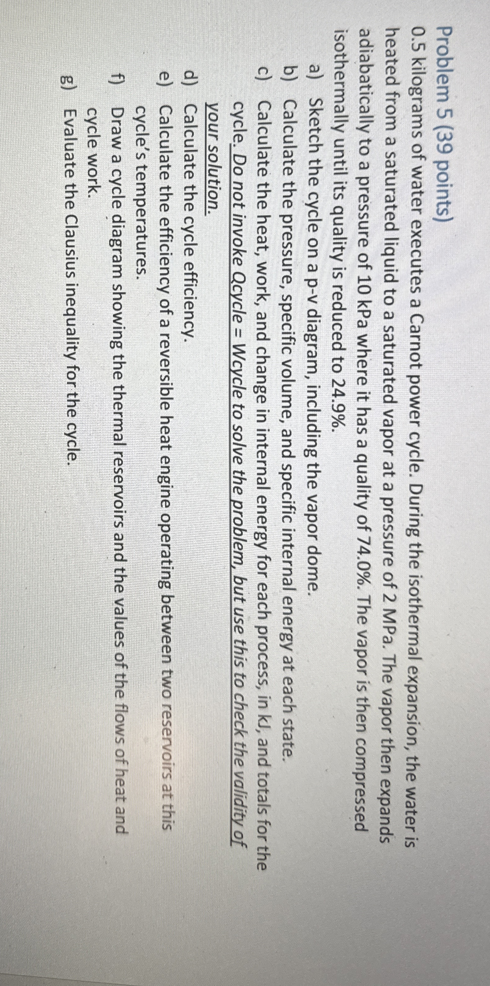 Problem 5 ( 3 9 points ) 0 . 5 kilograms of water
