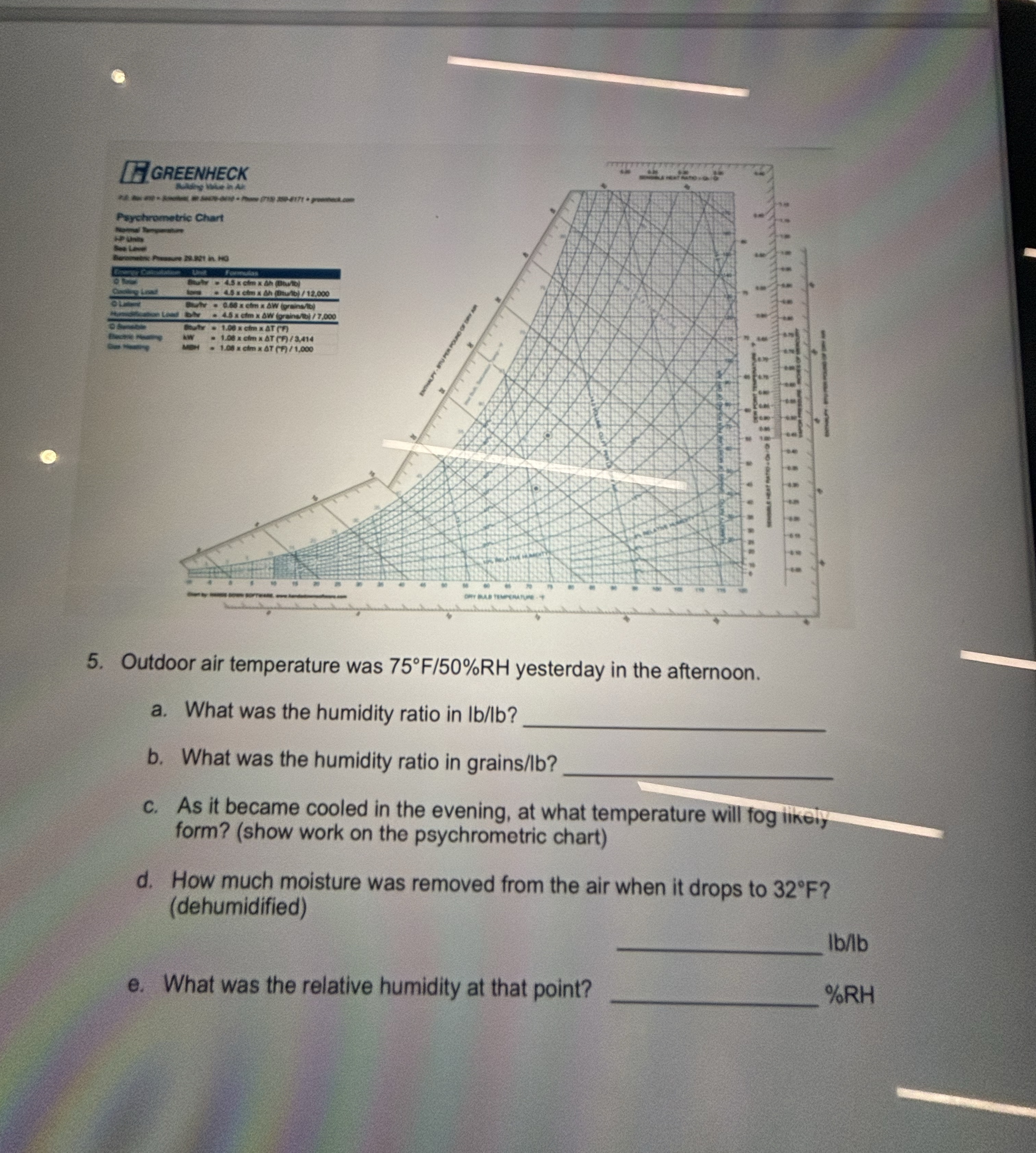 Outdoor air temperature was 7 5 F 5 0 % R H