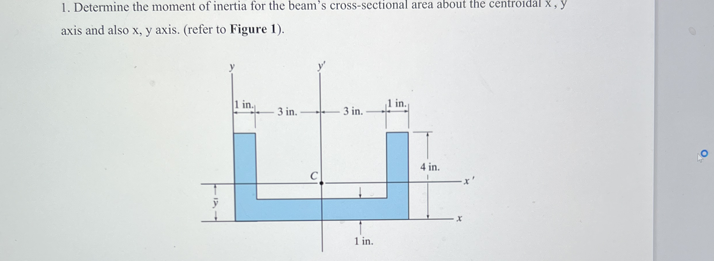 Determine the moment of inertia for the beam's