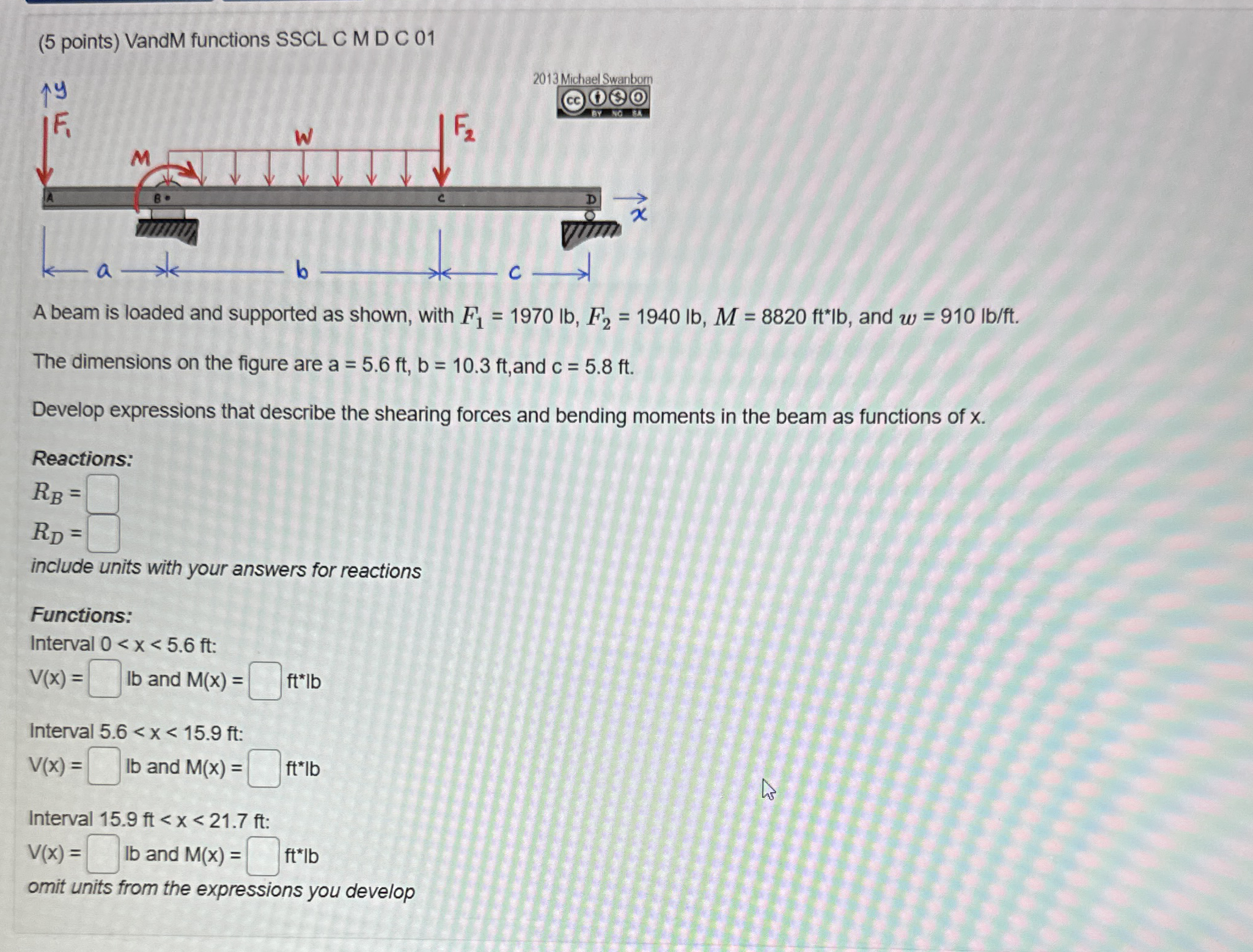 ( 5 points ) VandM functions SSCL C M D C 0 1 A