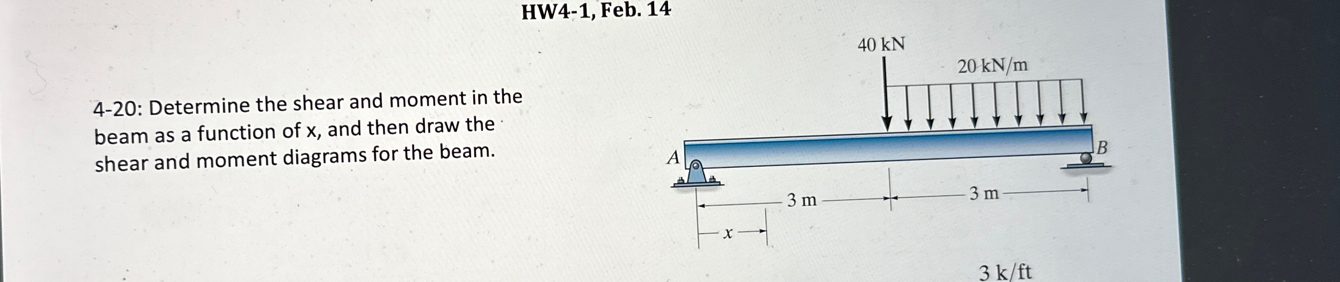 HW 4 - 1 , Feb. 1 4 4 - 2 0 : Determine the shear