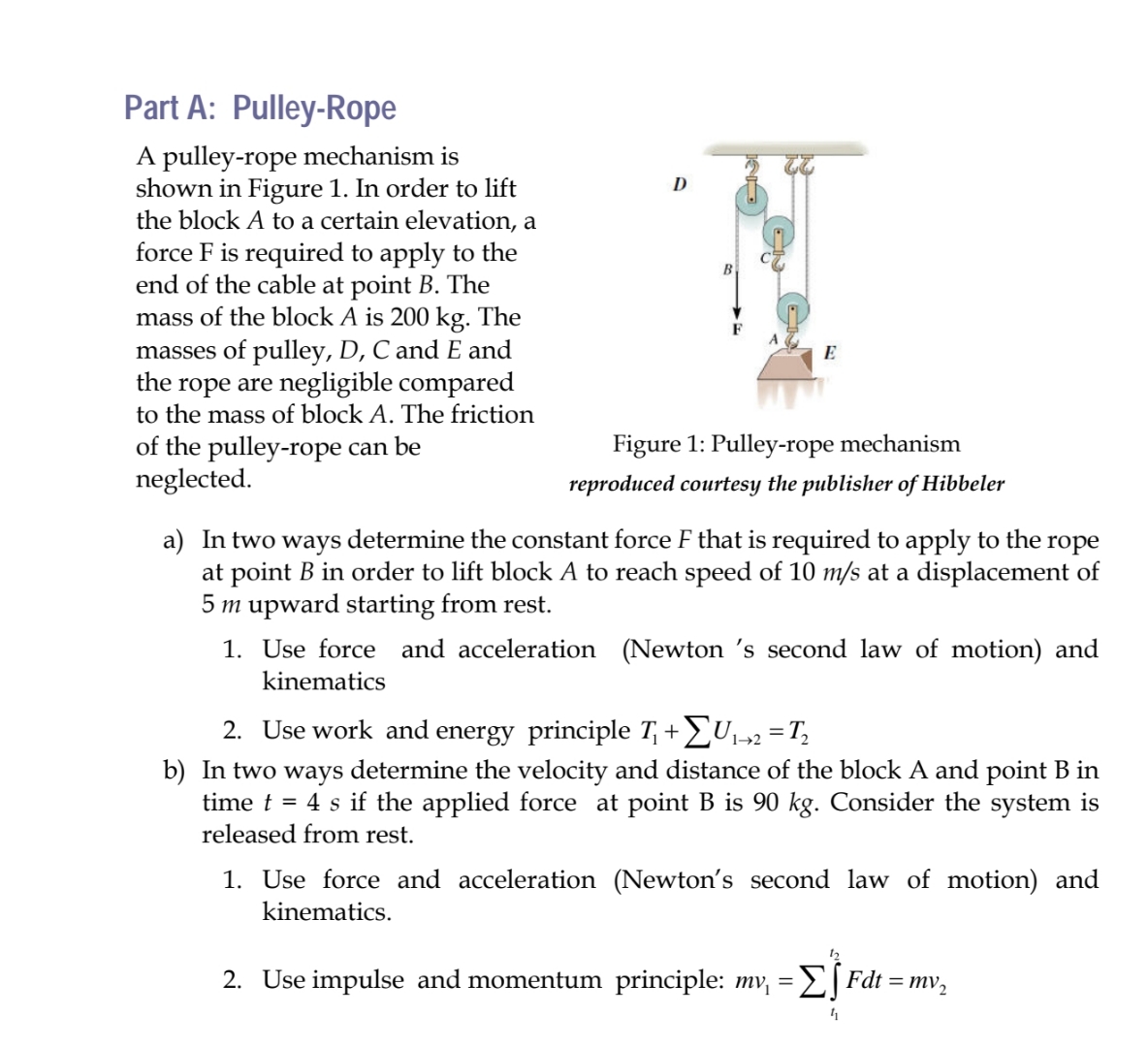 Part A: Pulley - Rope A pulley - rope mechanism