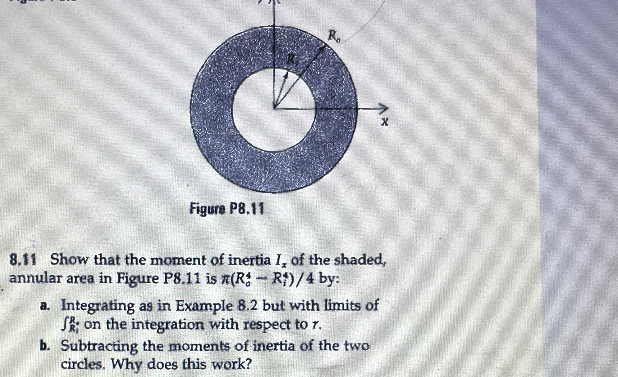 8 . 1 1 Show that the moment of inertia I x of