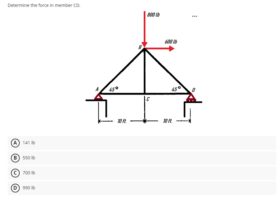 1 . Determine the force in member \ ( C D \ ) . 1