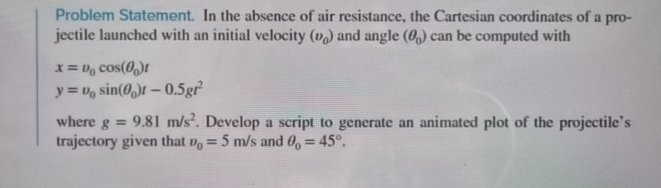 Problem Statement. In the absence of air