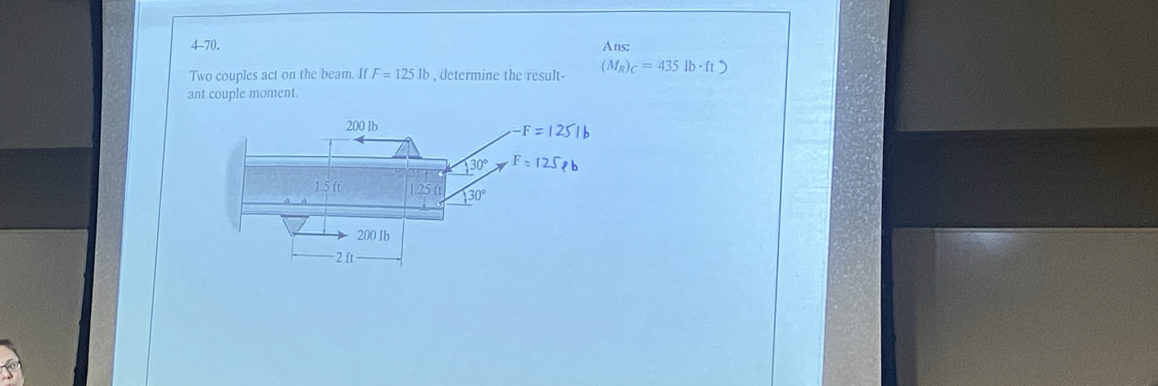 4 - 7 0 . Ans: Tiro couples act on the beam. If F