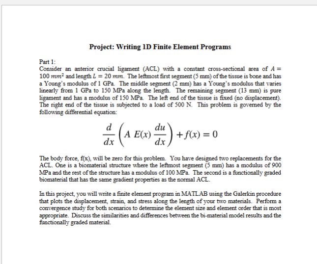 Project: Writing 1 D Finite Element Programs Part
