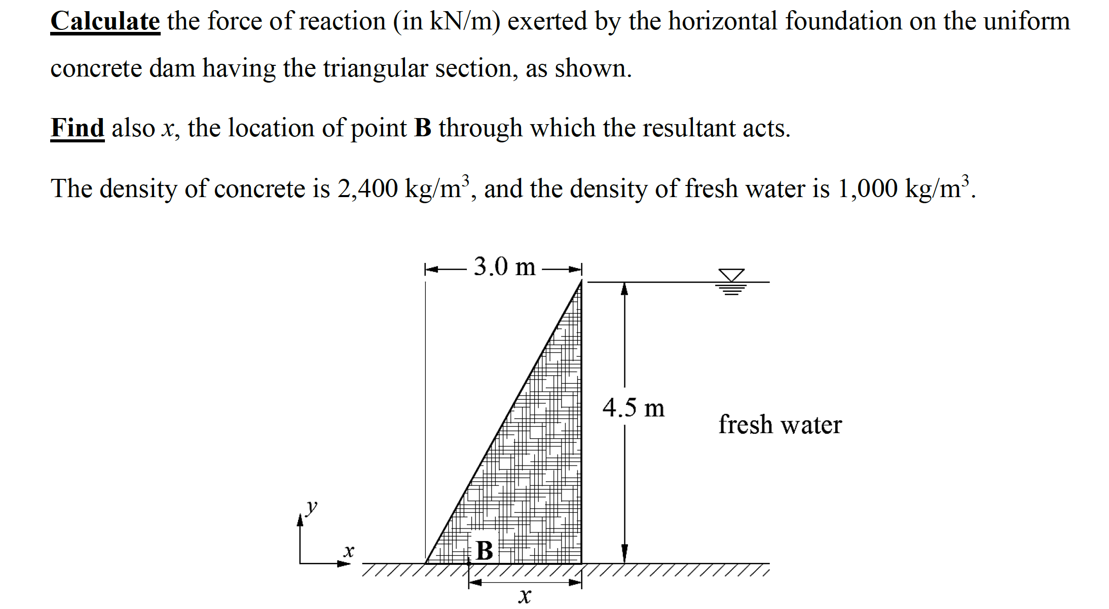 Calculate the force of reaction ( in k N m )
