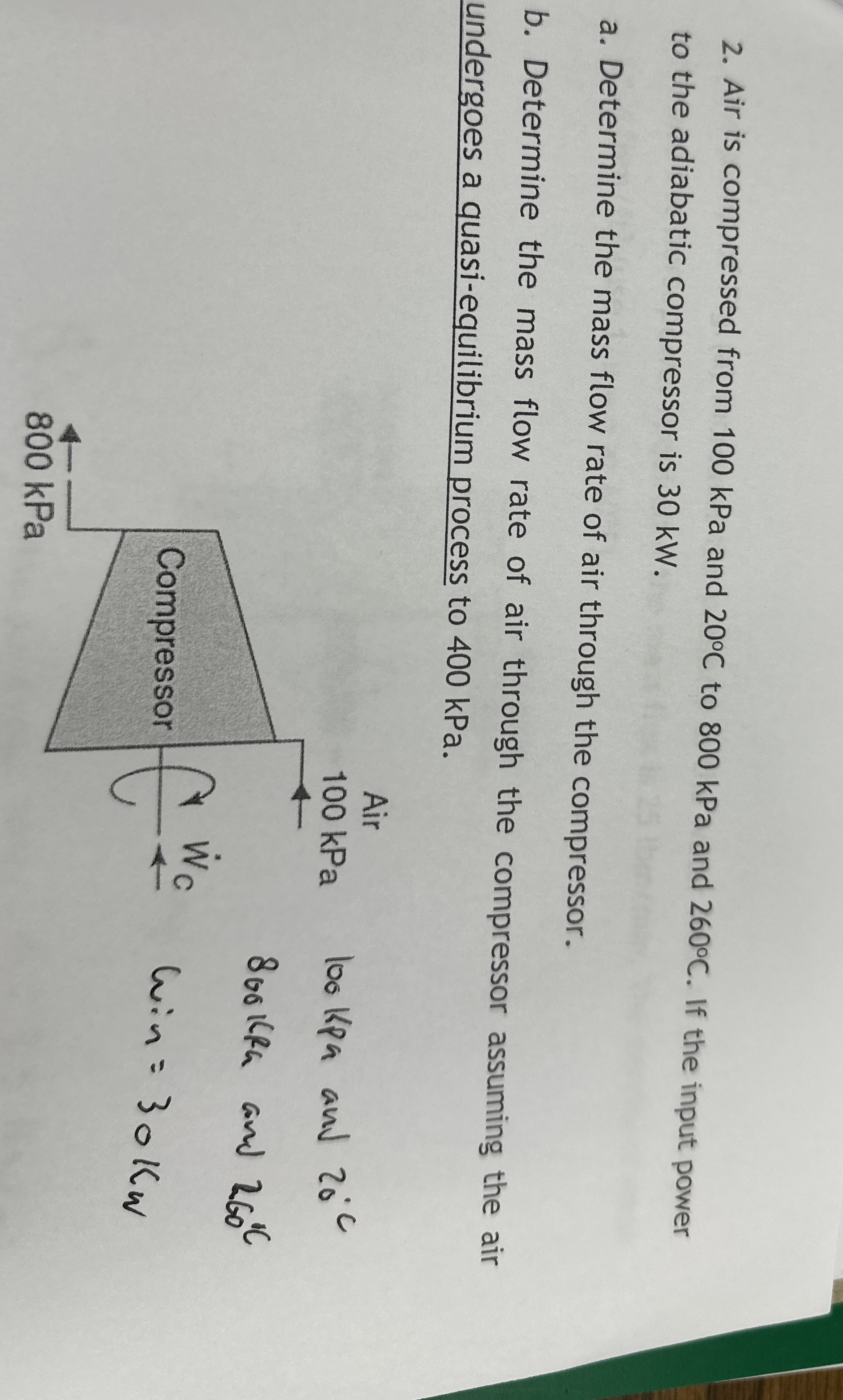 Air is compressed from 1 0 0 kPa and 2 0 C to 8 0