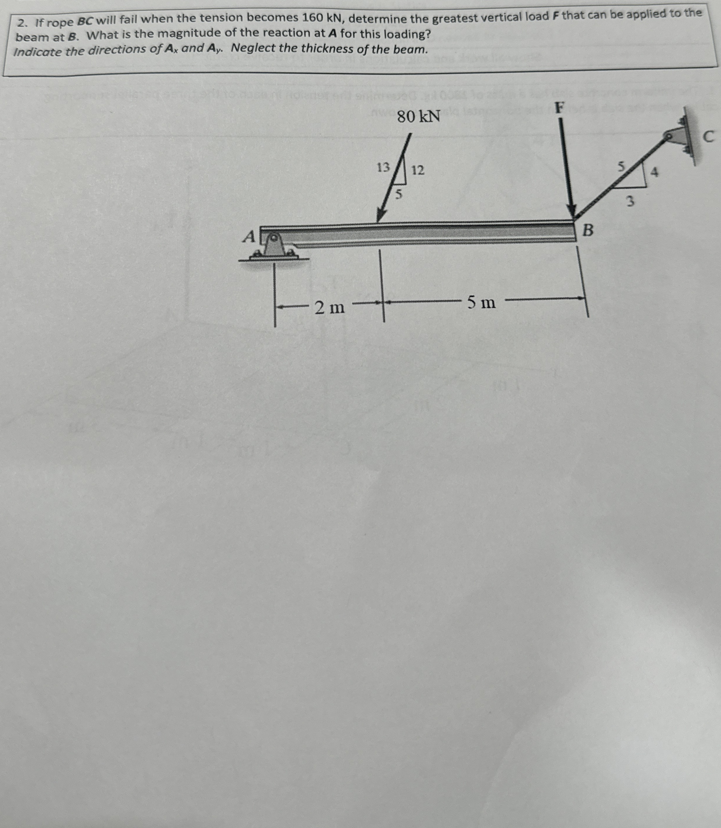 If rope B C will fail when the tension becomes 1