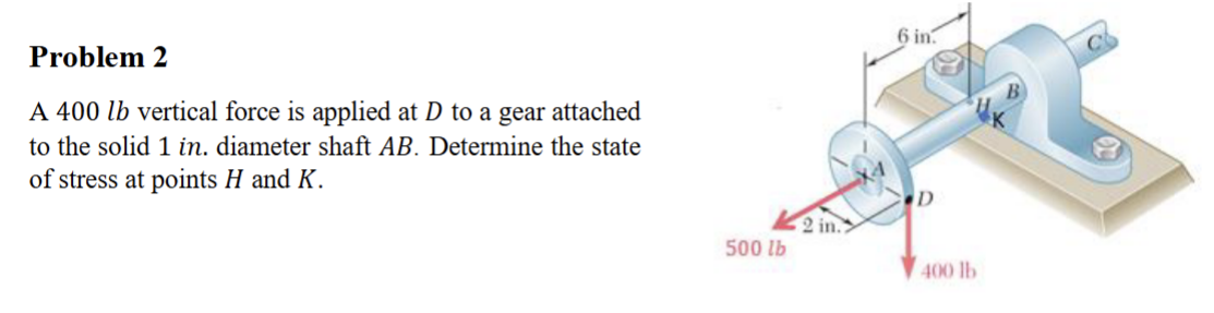 Problem 2 A 4 0 0 lb vertical force is applied at