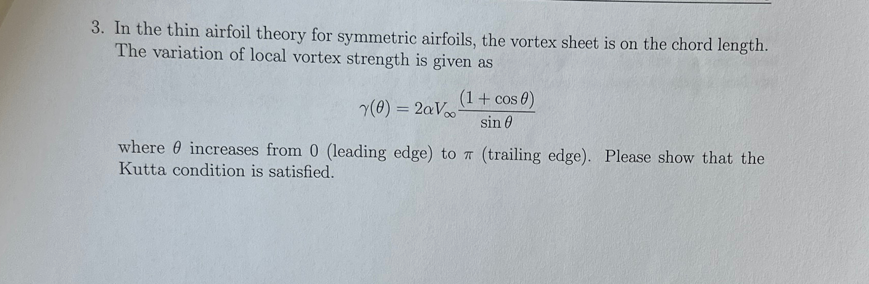 In the thin airfoil theory for symmetric