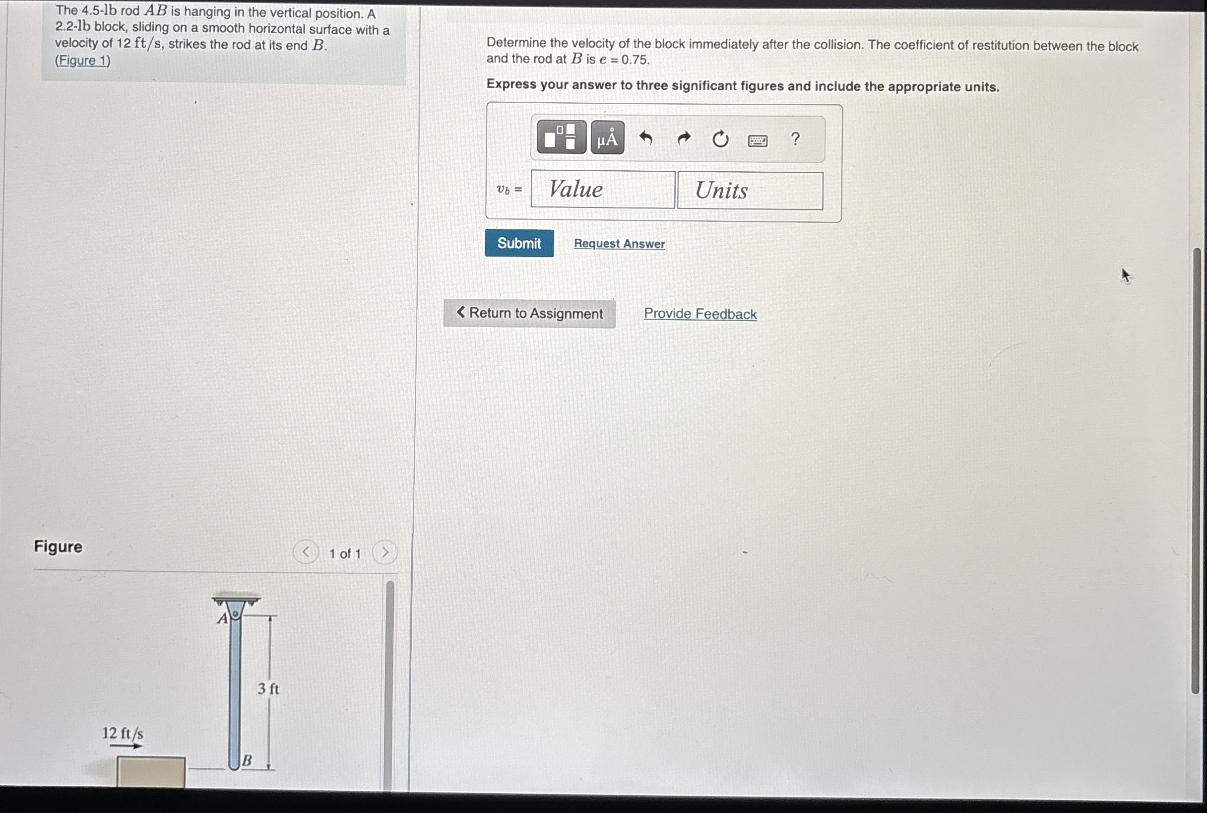 The 4 . 5 - lb rod A B is hanging in the vertical