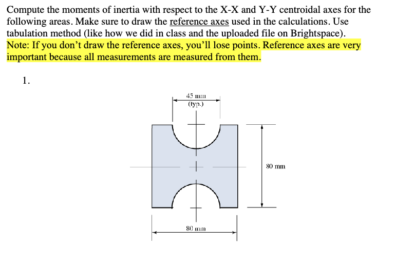 Compute the moments of inertia with respect to