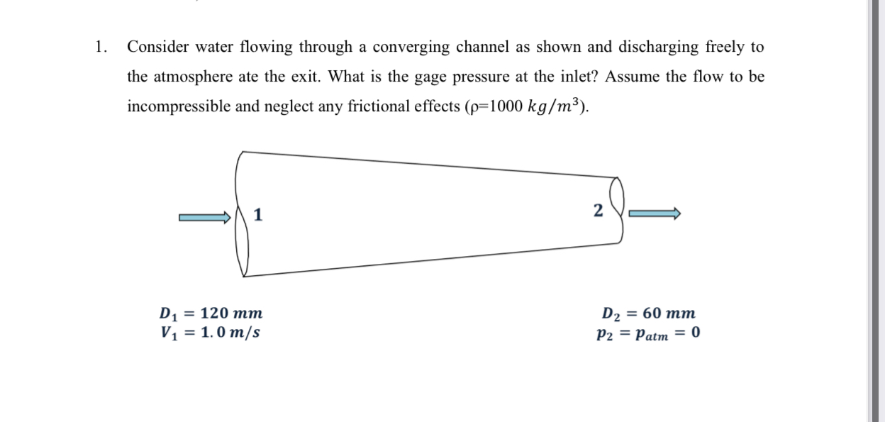 Consider water flowing through a converging