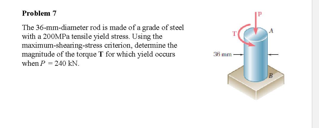 Problem 7 The 3 6 - mm - diameter rod is made of