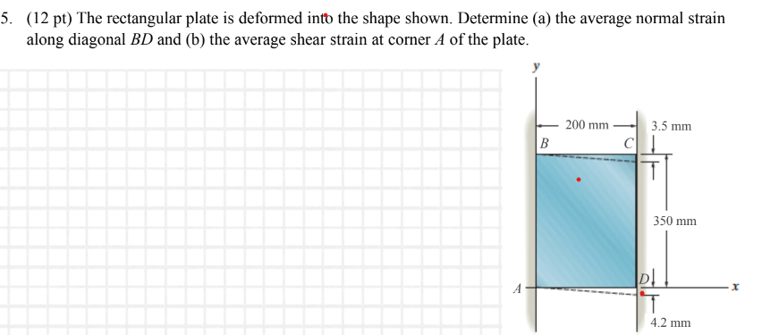 5 . ( 1 2 pt ) The rectangular plate is deformed