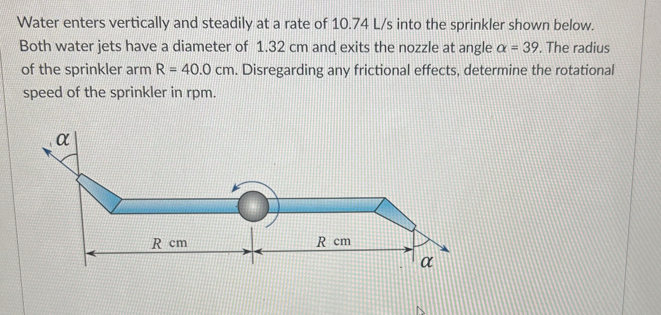 Water enters vertically and steadily at a rate of