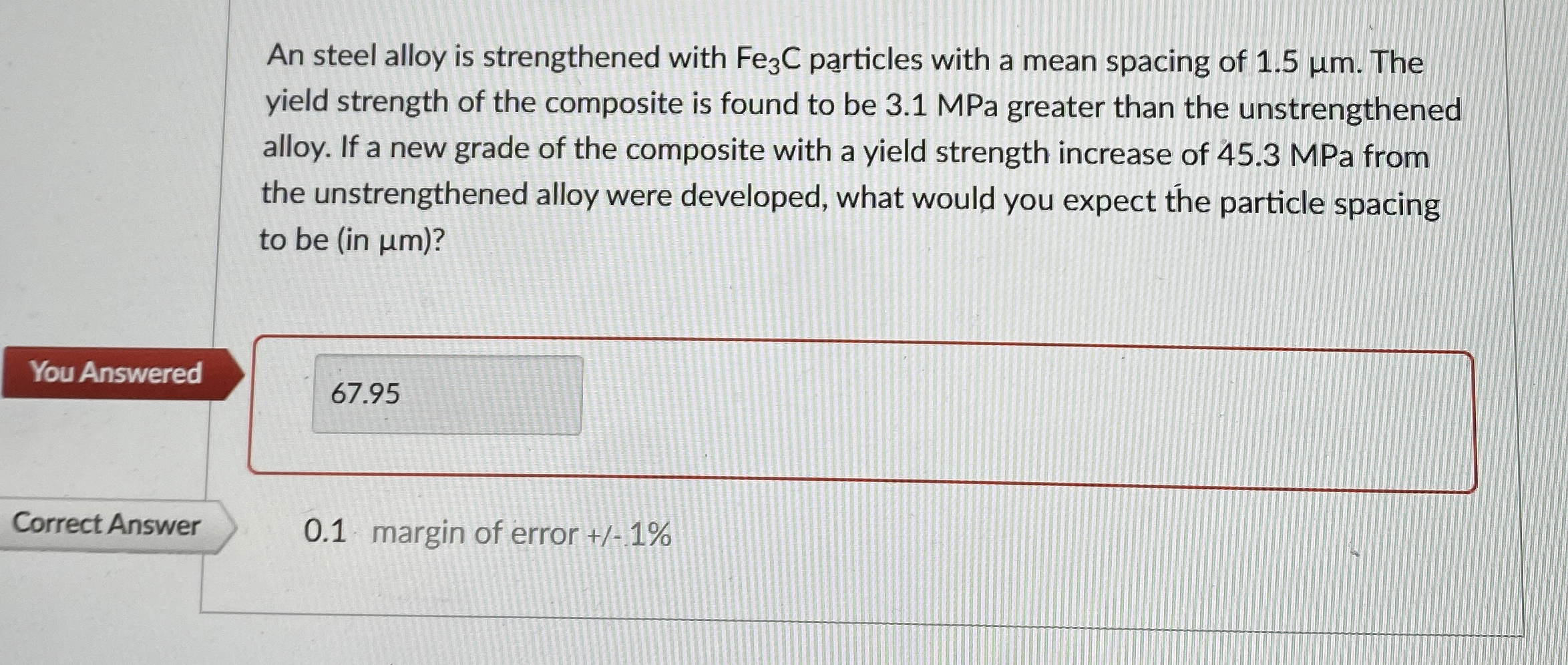 An steel alloy is strengthened with F e 3 C