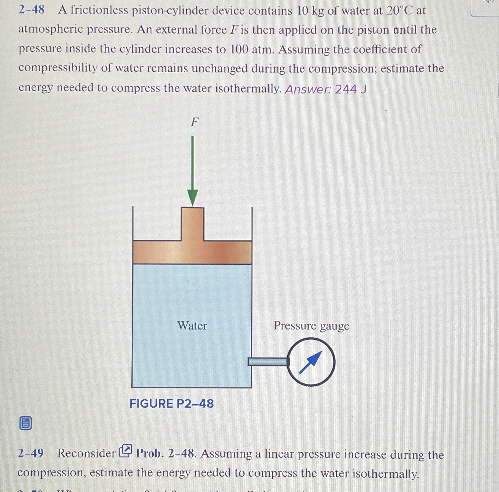 2 - 4 8 A frictionless piston - cylinder device