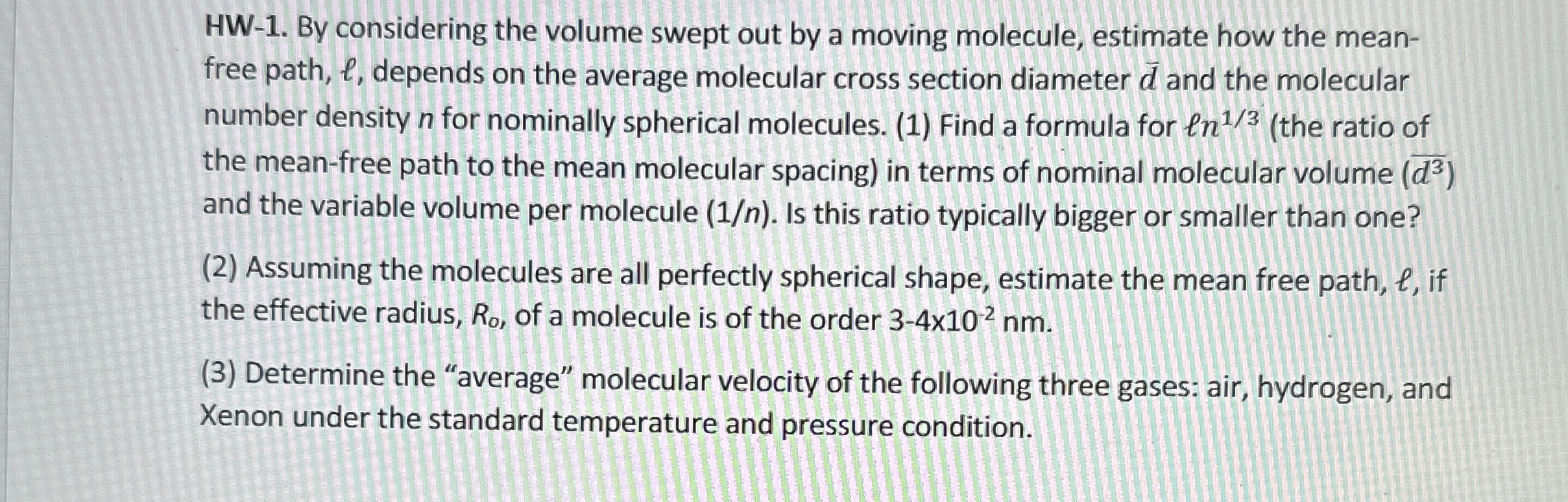 HW - 1 . By considering the volume swept out by a