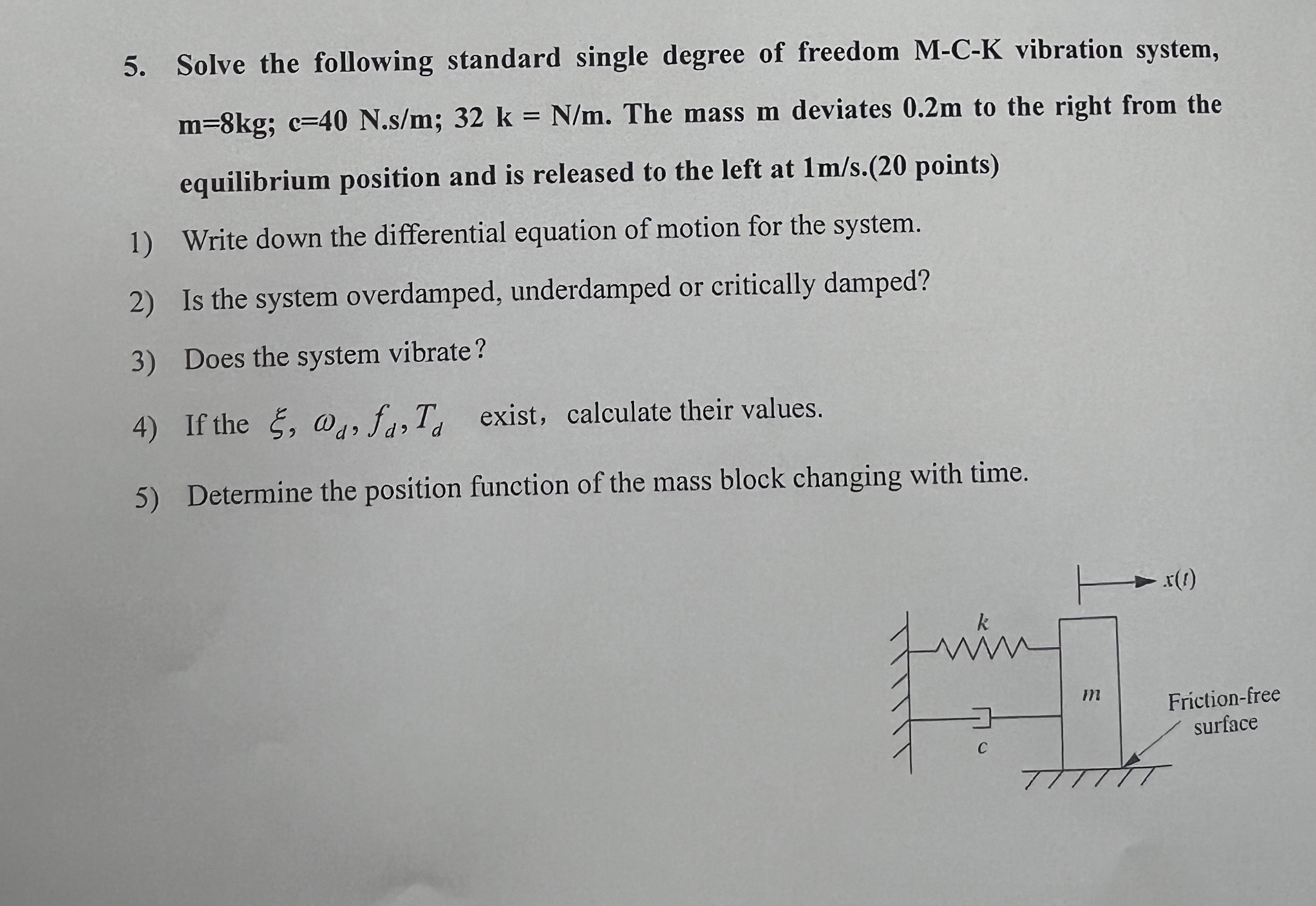 Solve the following standard single degree of