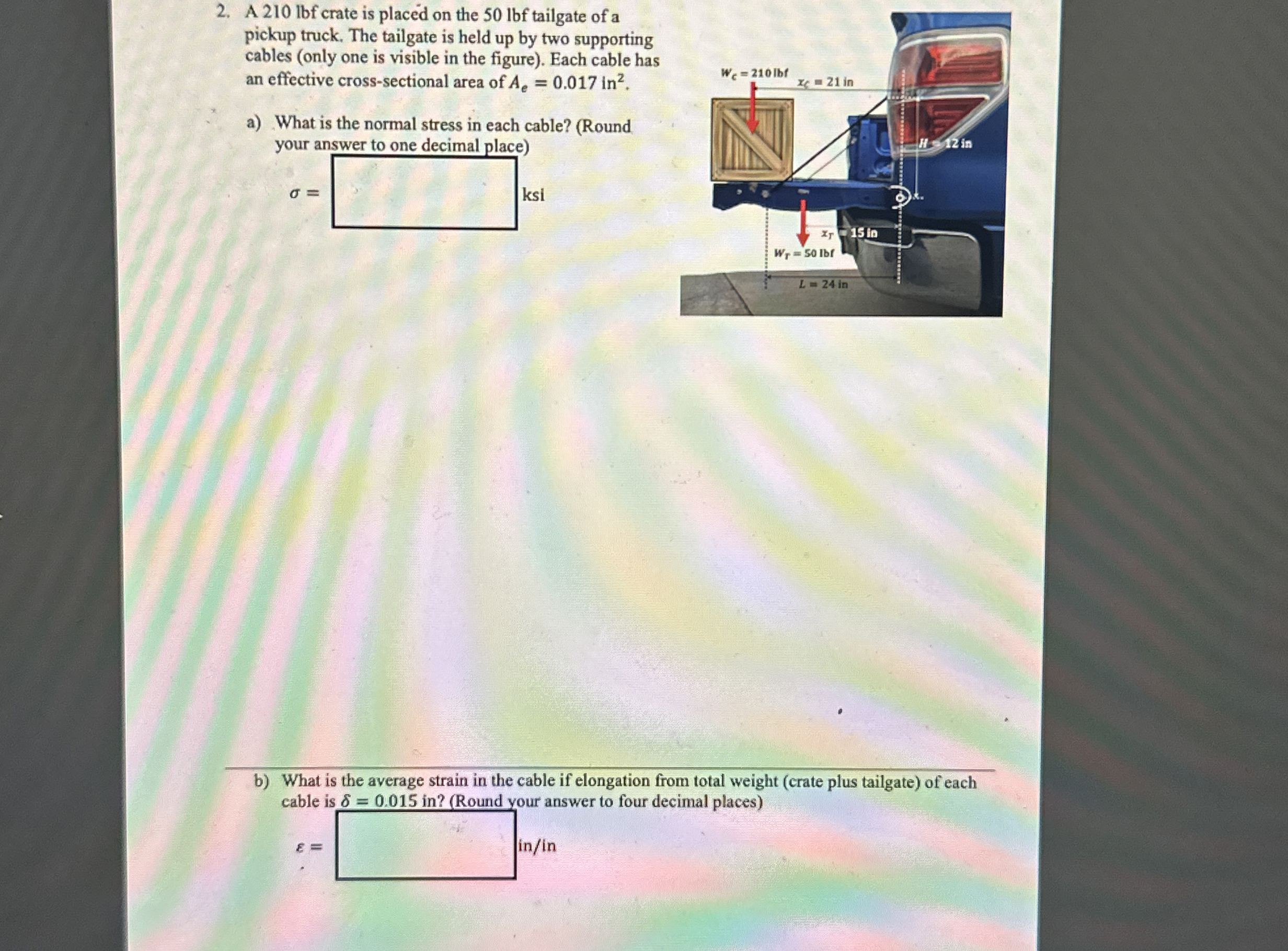 A 2 1 0 lbf crate is placed on the 5 0 lbf