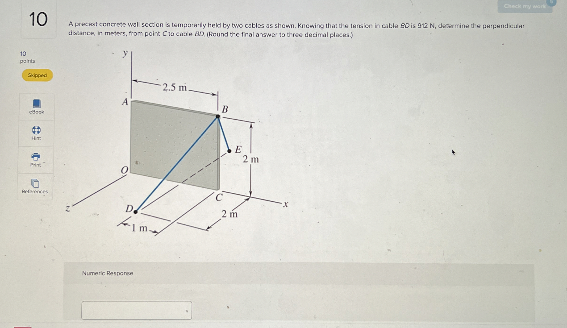 1 0 Check my work A precast concrete wall section