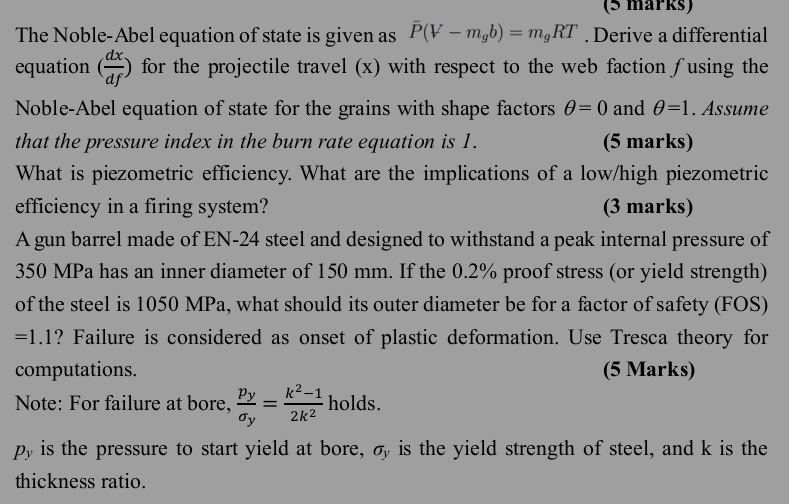 The Noble - Abel equation of state is given as ?