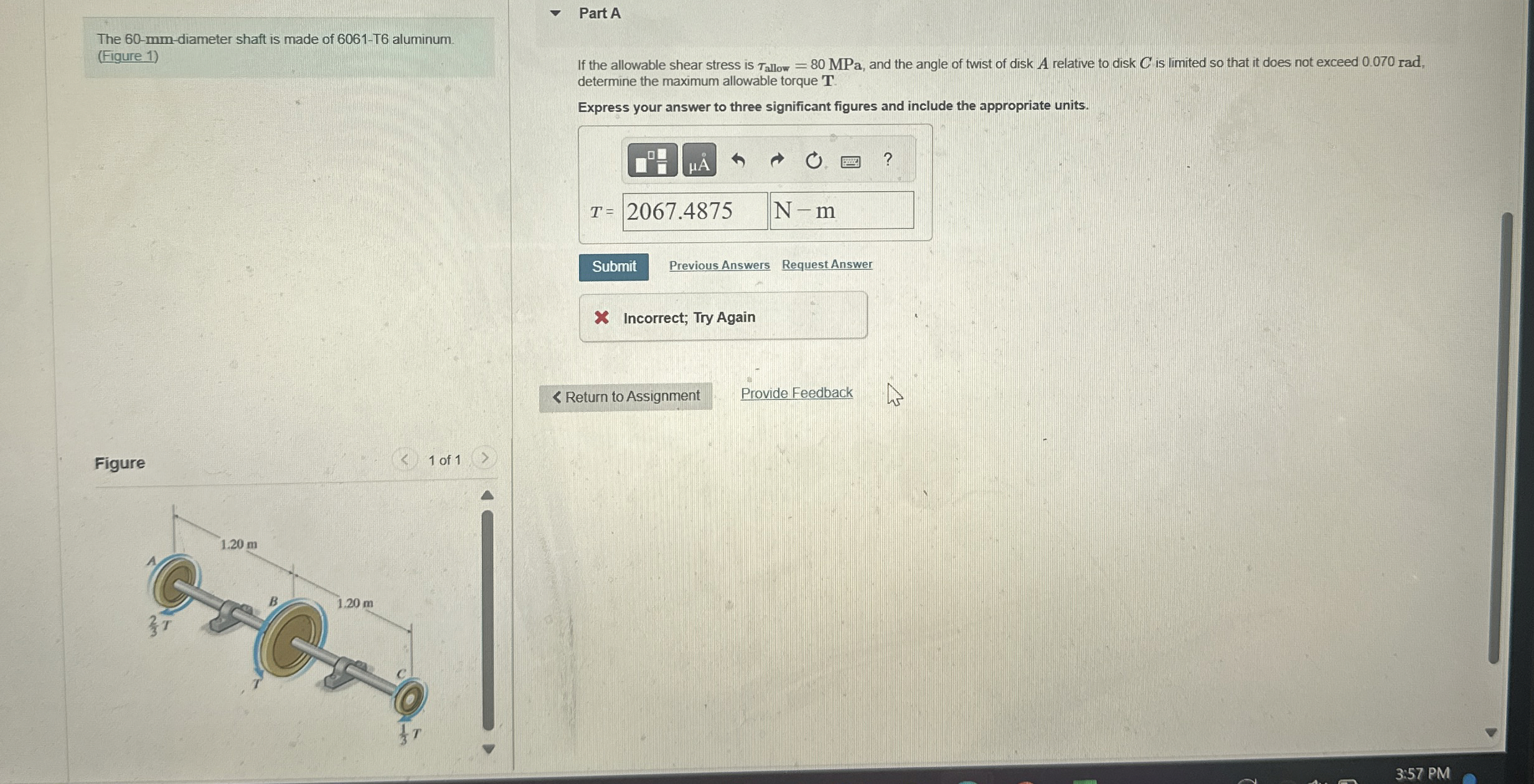 The 6 0 - mm - diameter shaft is made of 6 0 6 1