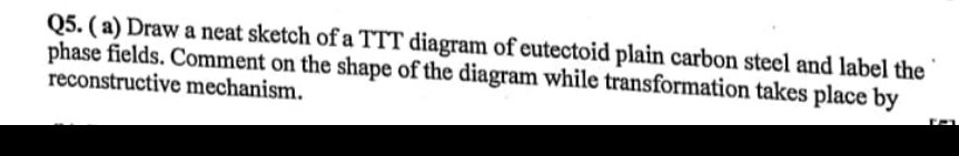Q 5 . ( a ) Draw a neat sketch of a TTT diagram