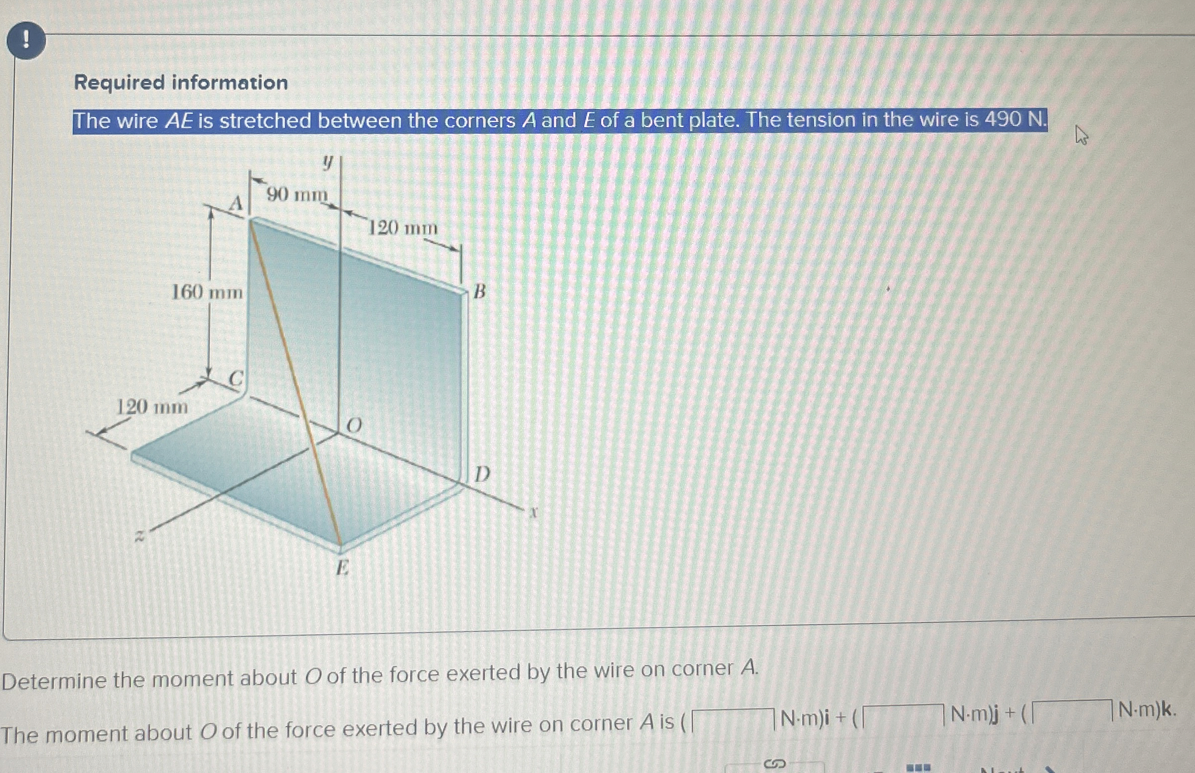 Required information The wire A E is stretched