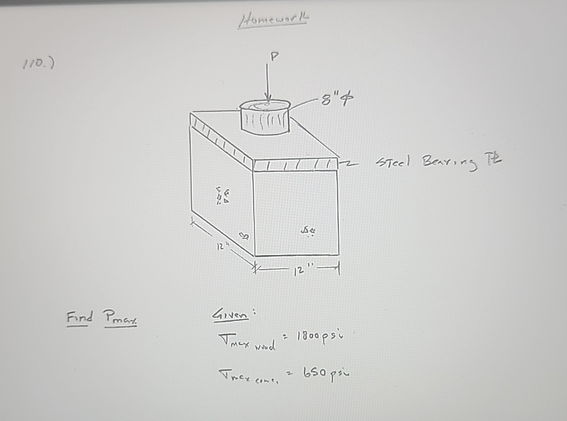 Homework 1 1 0 . ) steel Bearing Tt Find P m a x