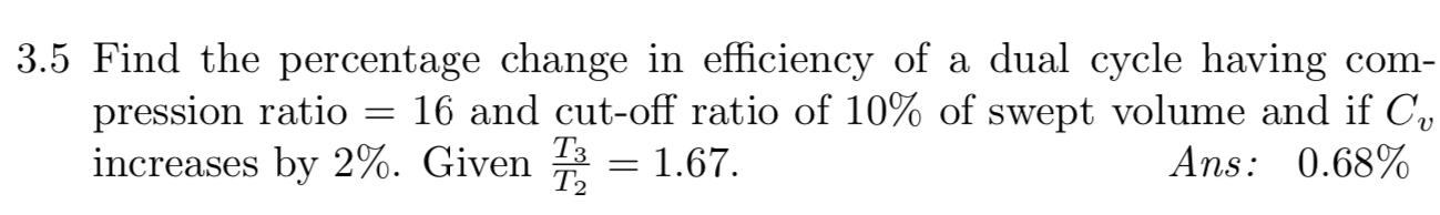 3 . 5 Find the percentage change in efficiency of