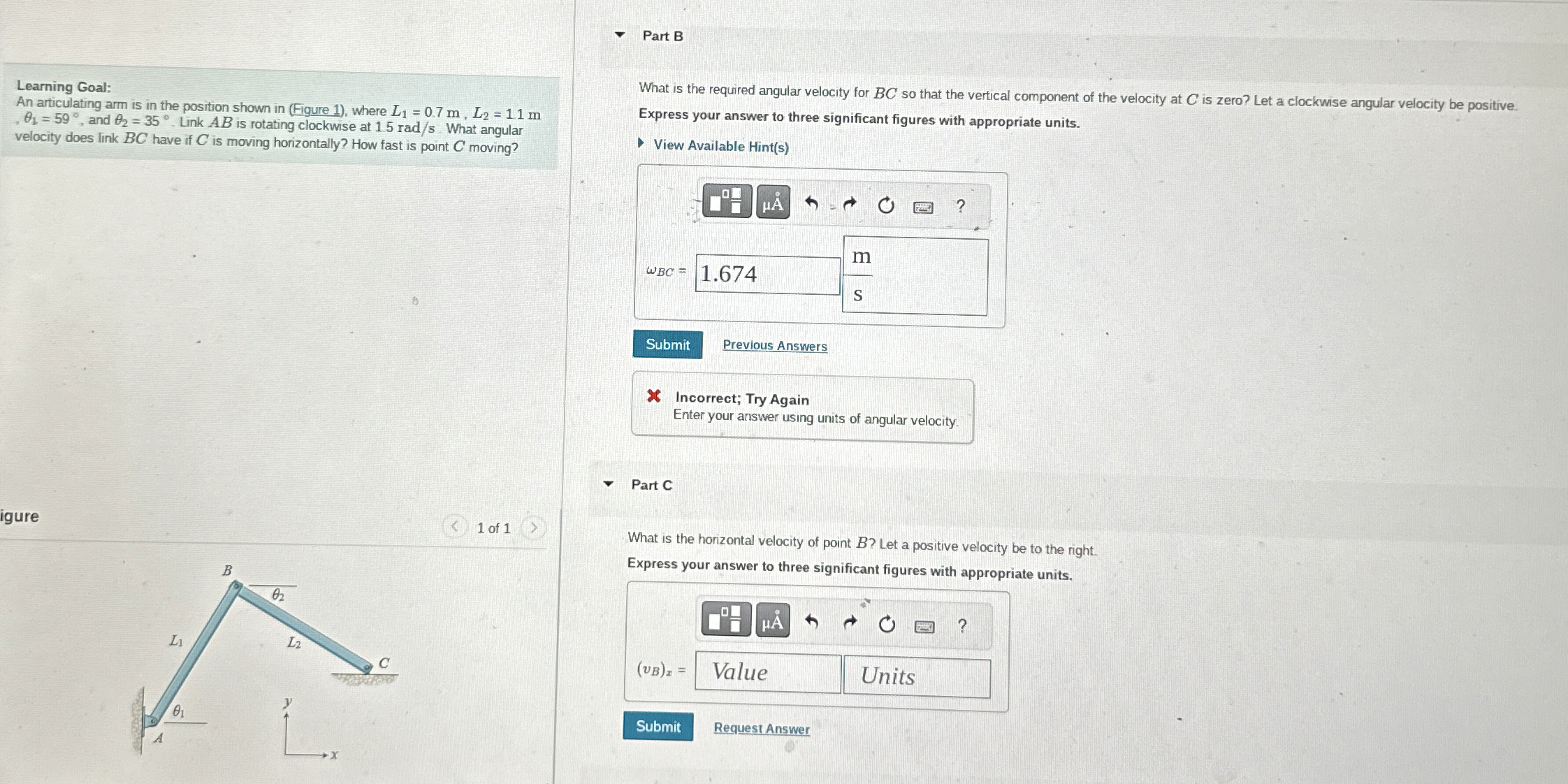 Part B Learning Goal: An articulating arm is in