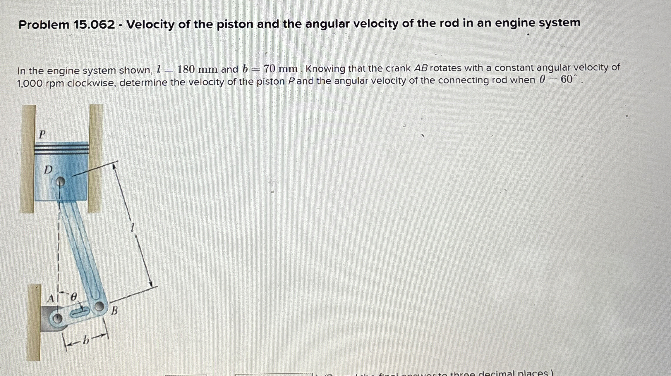 Problem 1 5 . 0 6 2 - Velocity of the piston and