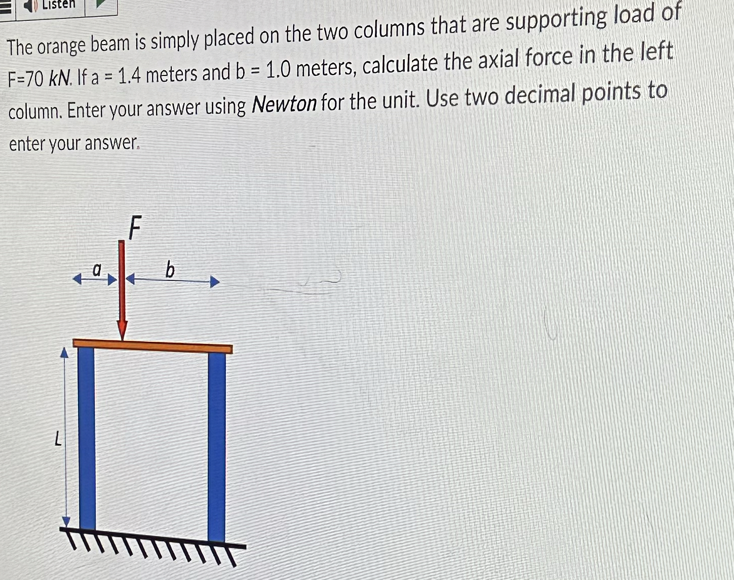 The orange beam is simply placed on the two