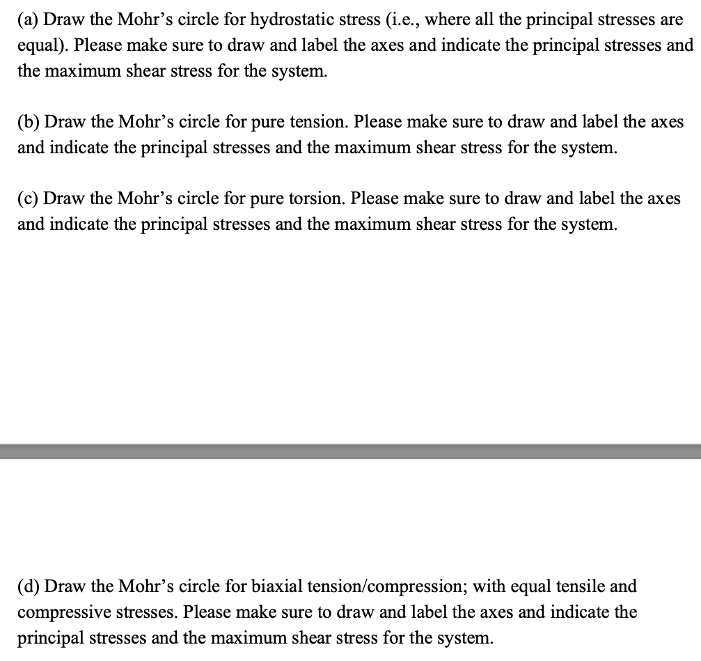 ( a ) Draw the Mohr's circle for hydrostatic
