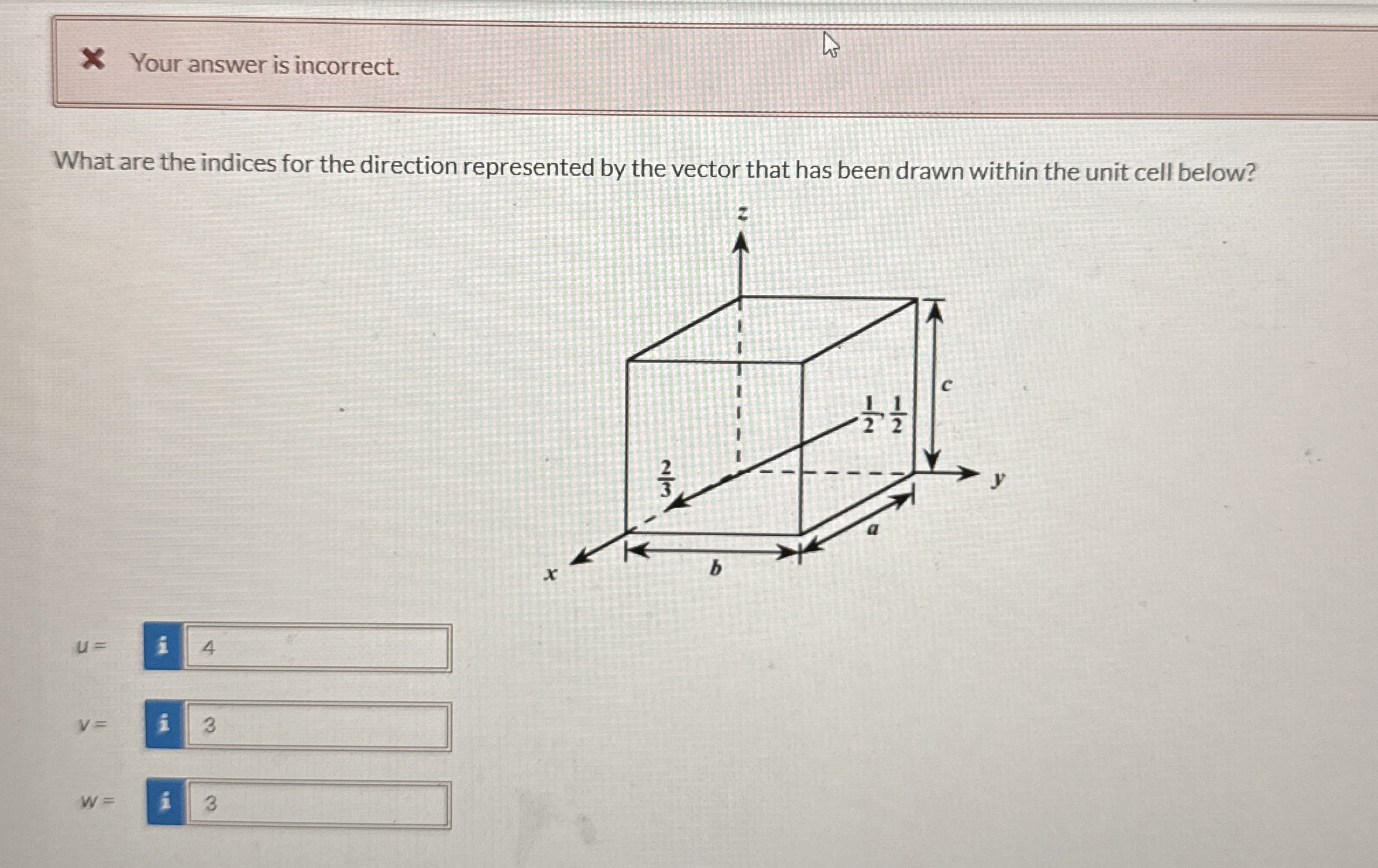 Your answer is incorrect. What are the indices