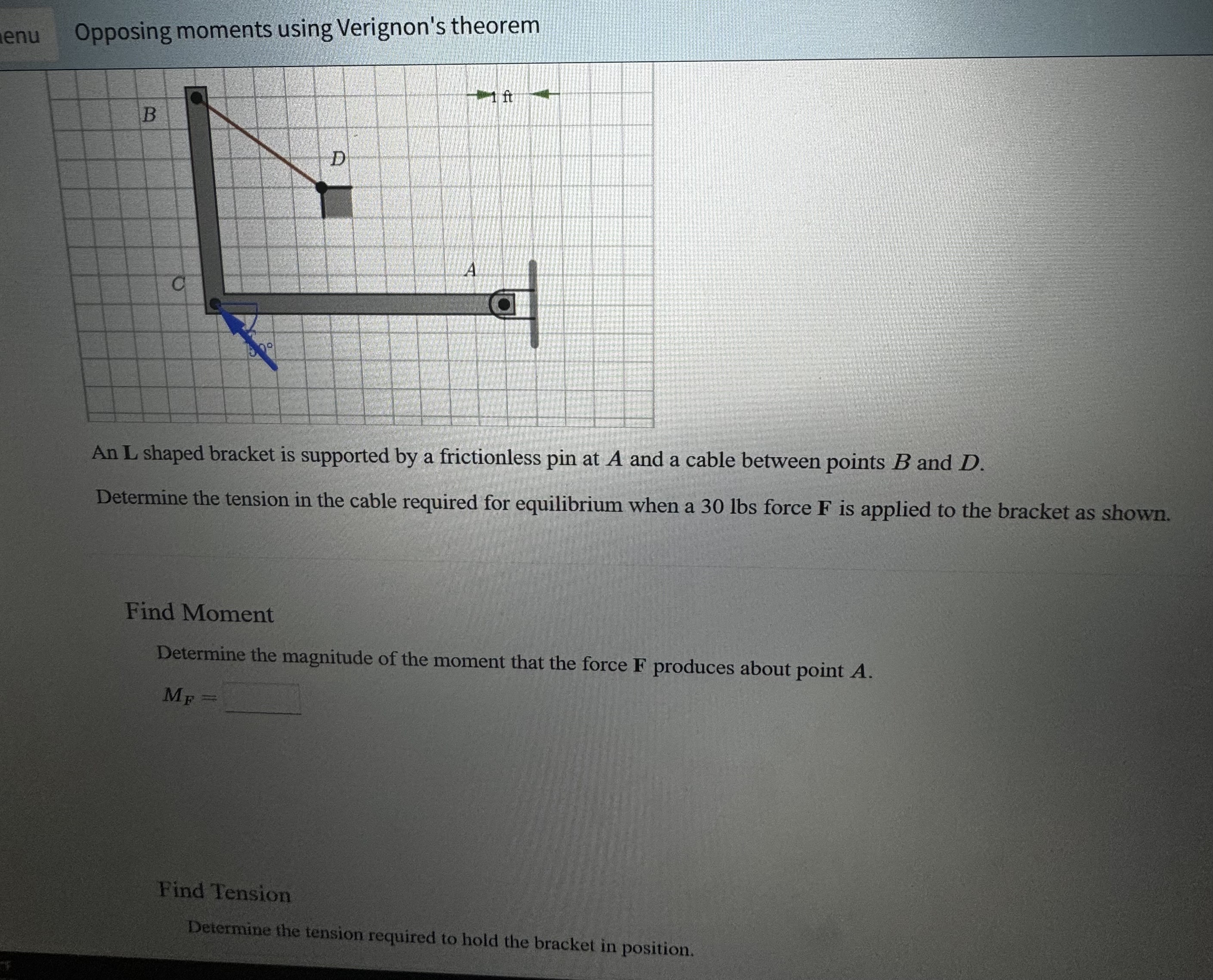 Opposing moments using Verignon's theorem An L