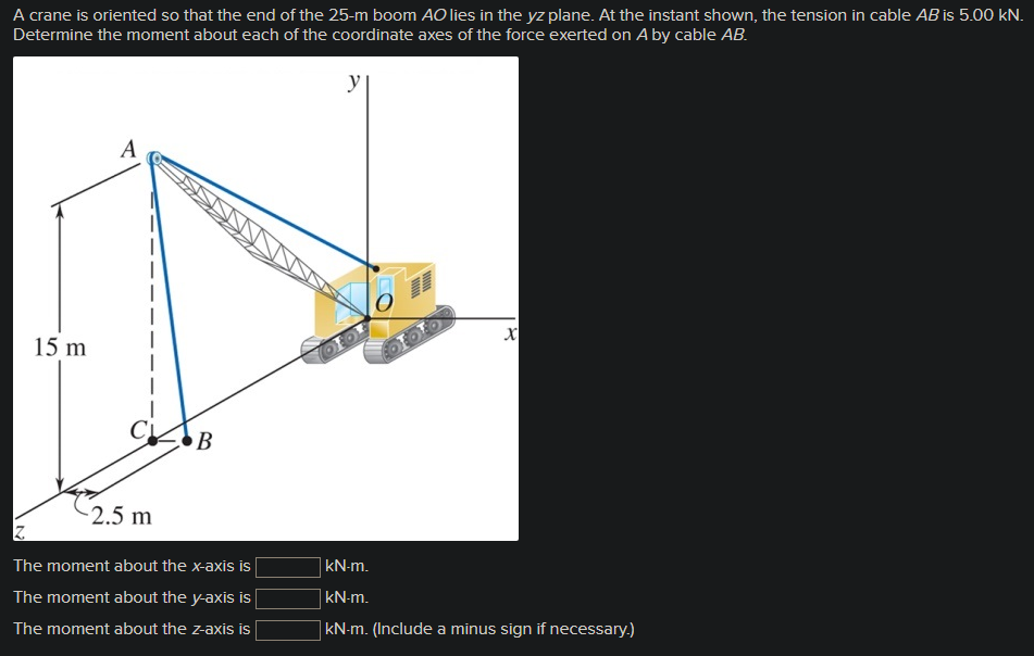 A crane is oriented so that the end of the \ ( 2