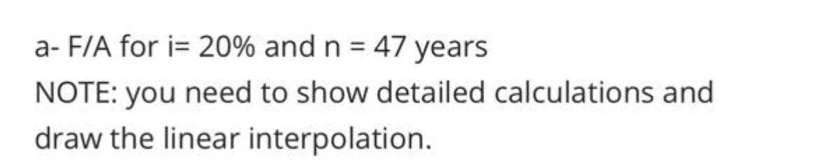 a - F A for i = 2 0 % and n = 4 7 years NOTE: you