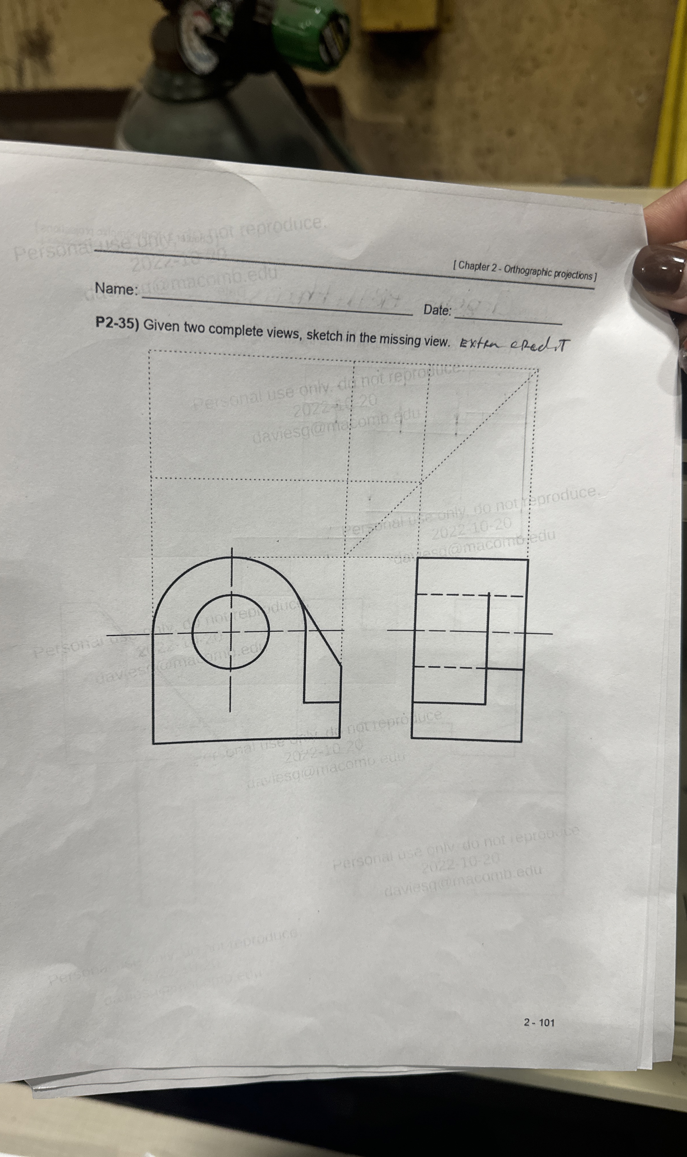 [ Chapter 2 - Orthographic projections ] Name: q