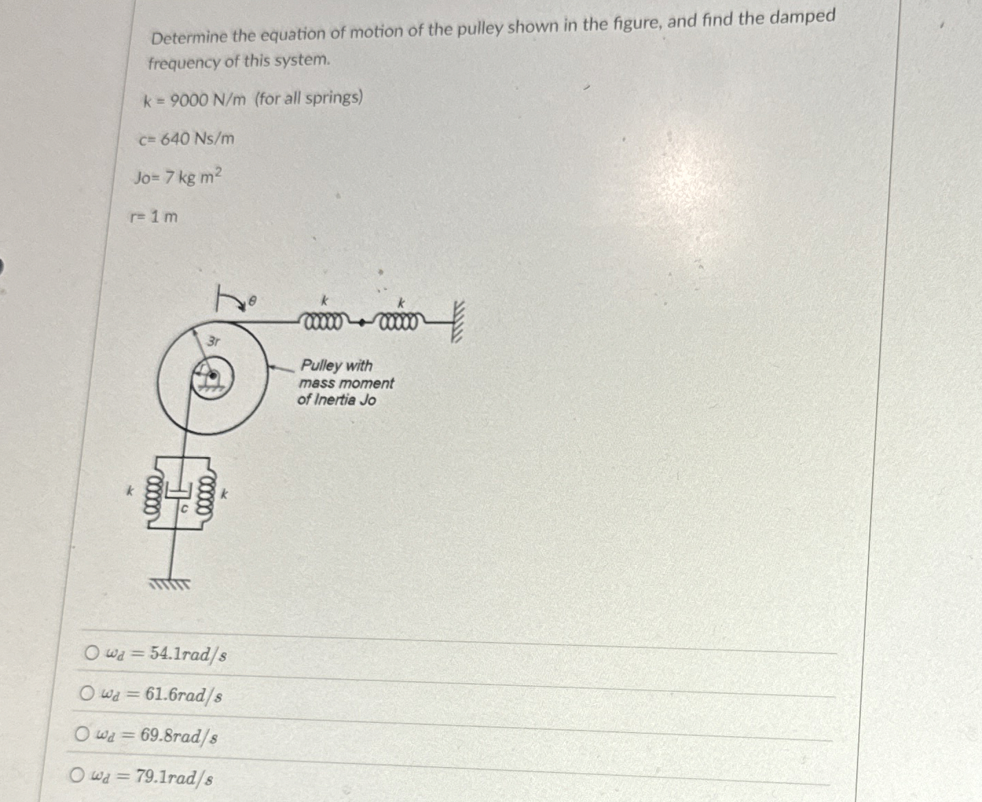 Determine the equation of motion of the pulley