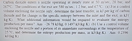 Carbon dioxide enters a nozzle operating at